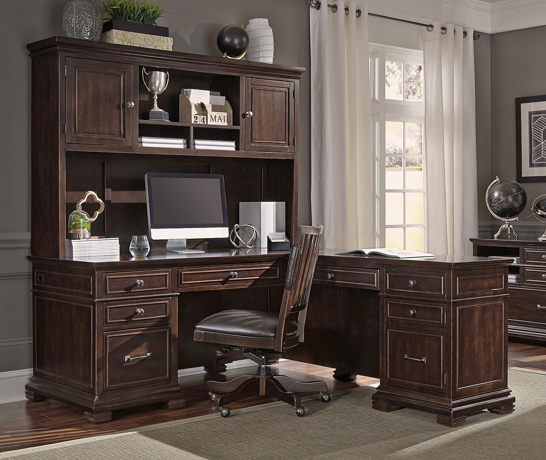 Weston LShaped Desk w/ Hutch by Aspenhome FurniturePick