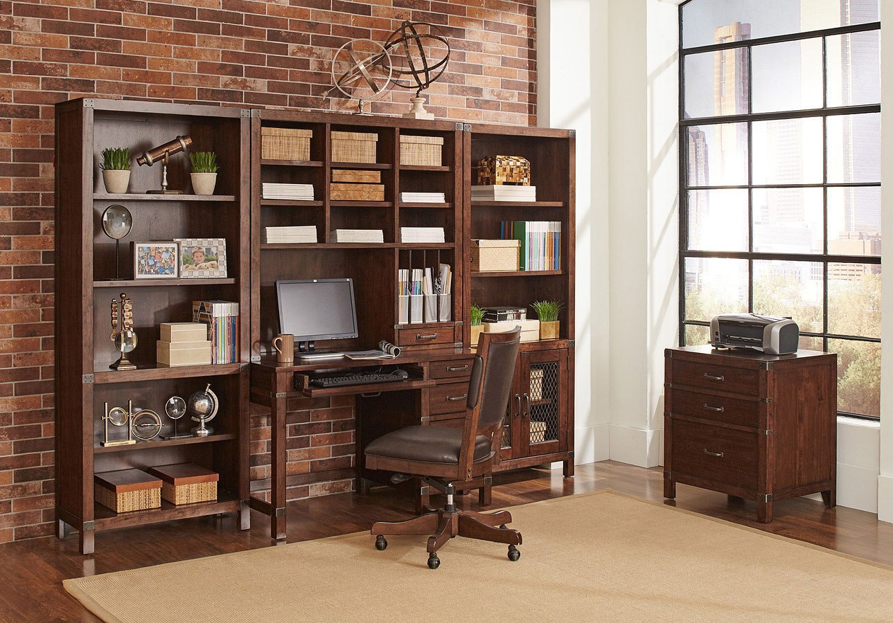 Canfield 50 Inch Single Pedestal Home Office Set w/ Hutch by Aspenhome