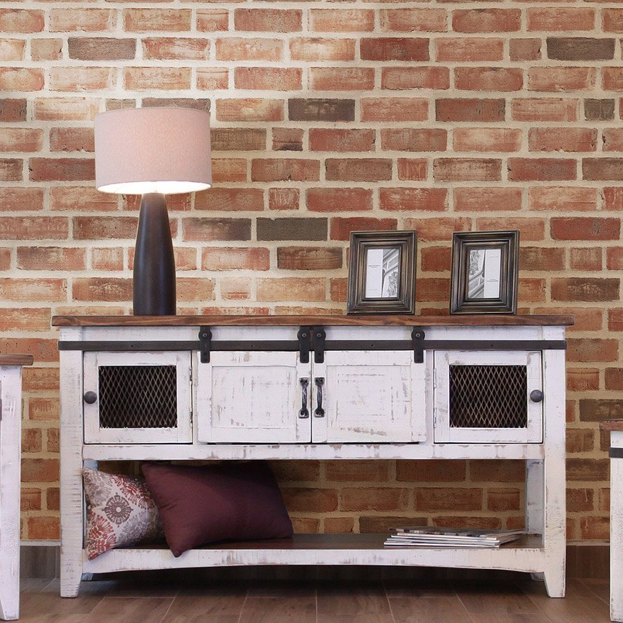 pueblo white sofa table