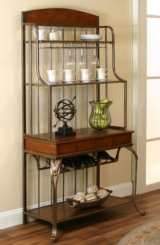 bakers rack in dining room