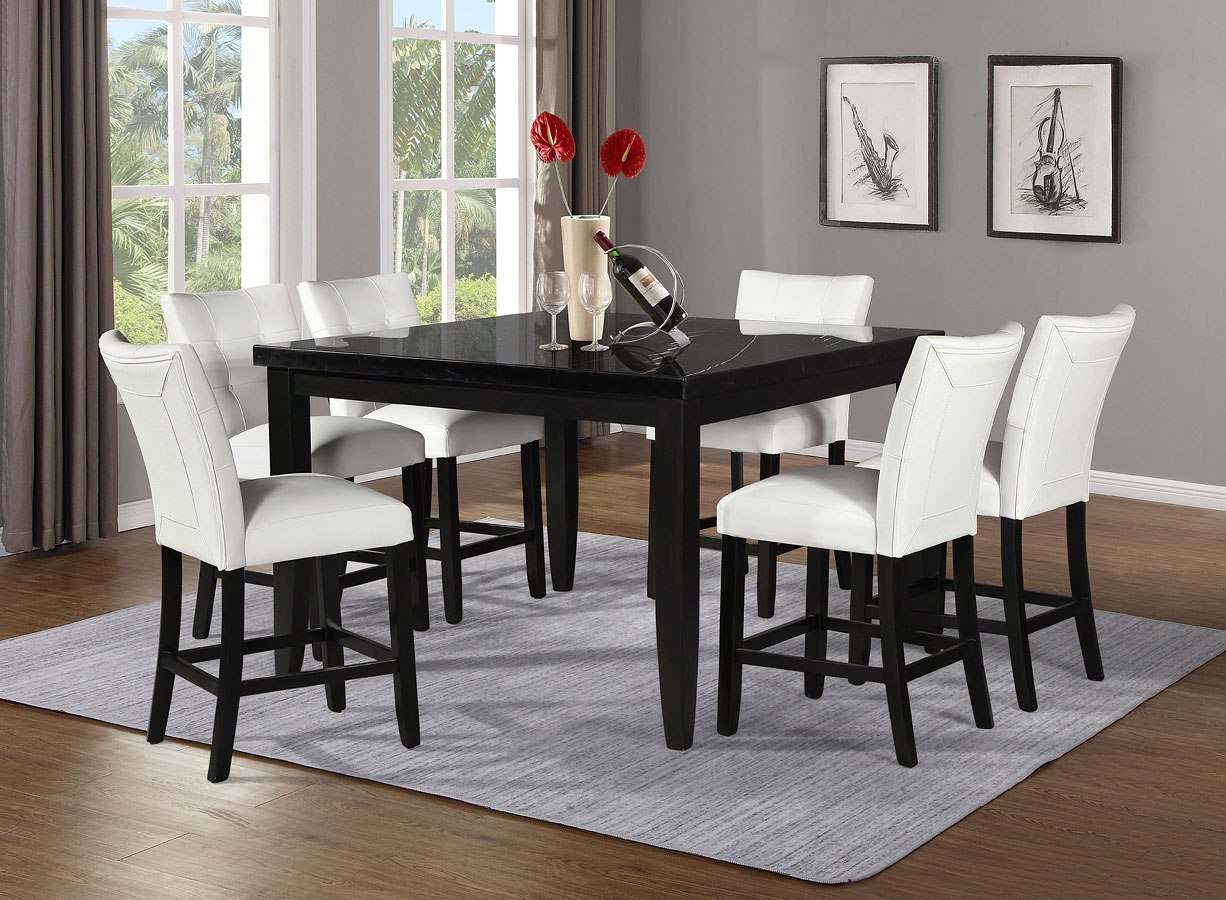 Markina Square Counter Height Dining Room Set w/ White Chairs by Steve ...