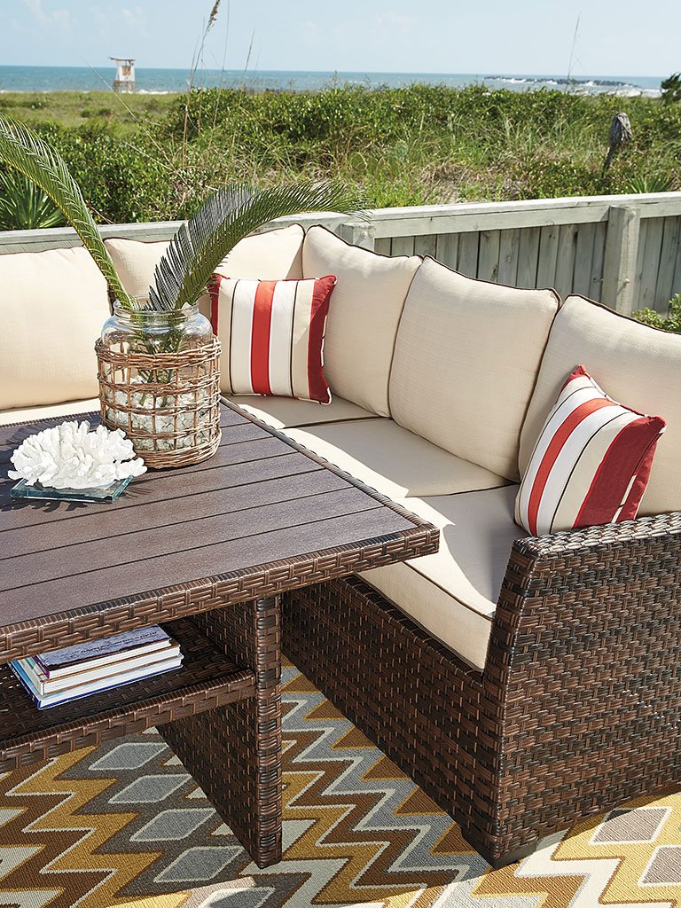 outdoor modular sectional on Salceda Outdoor Sectional Set By Signature Design By Ashley Furniturepick