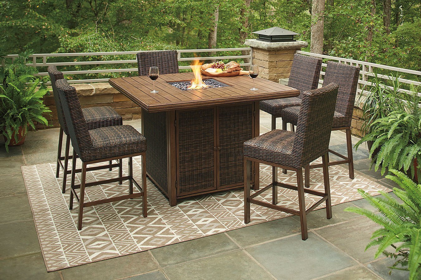 Paradise Trail Outdoor Fire Pit Bar Table Set By Signature Design By Ashley Furniturepick