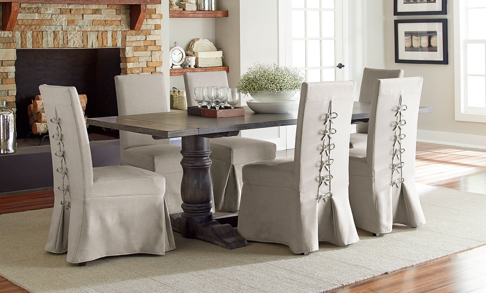 Muses Dining Room Set W Parsons Chairs Progressive Furniture FurniturePick