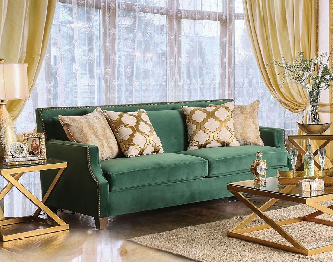 Verdante Living Room Set (Emerald Green) by Furniture of America |  FurniturePick
