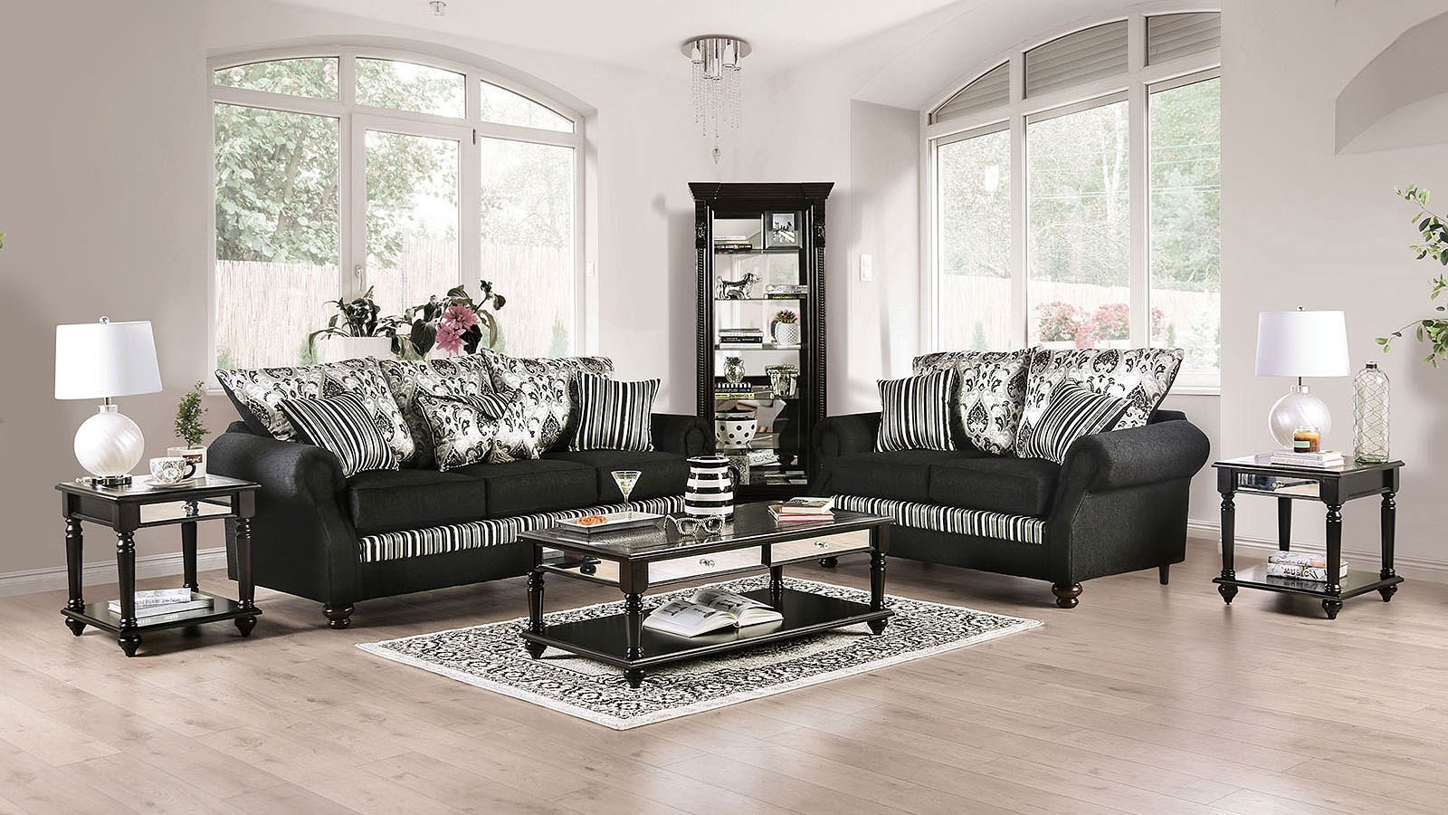 Kenna Living Room Set (Black) by Furniture of America FurniturePick