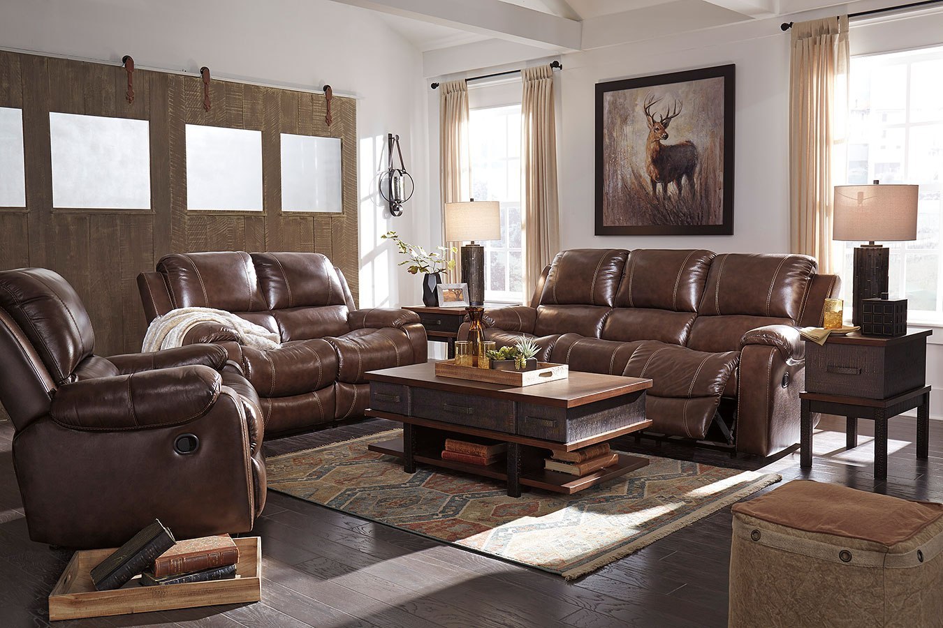 Rackingburg Mahogany Reclining Living Room Set by Signature Design by ...