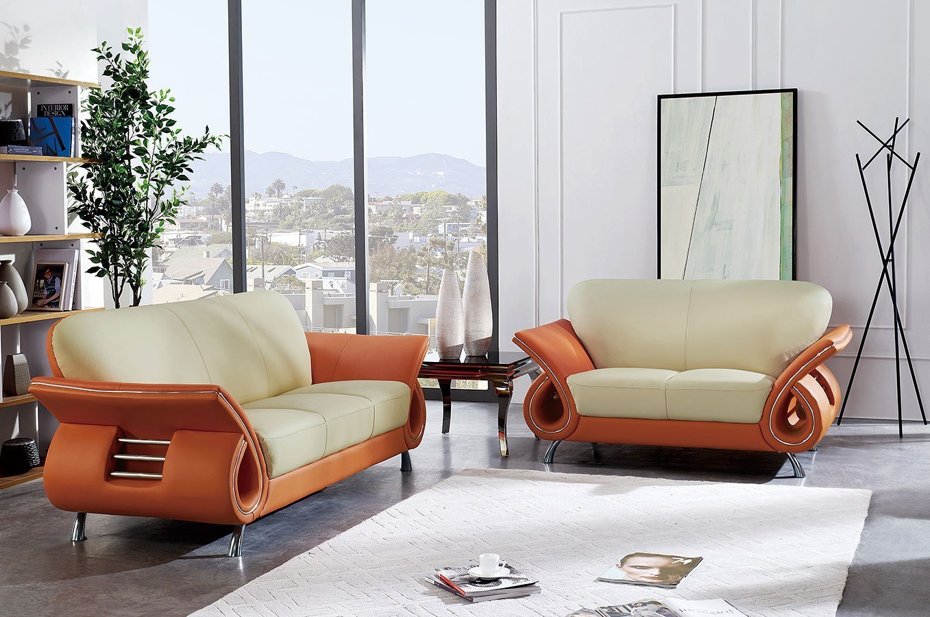 U559 Beige And Orange Living Room Set By Global Furniture FurniturePick