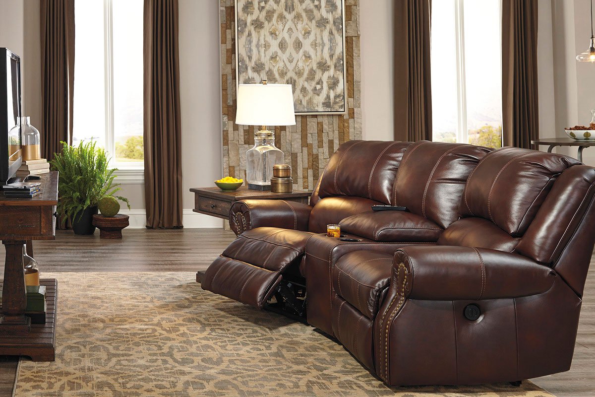 Collinsville Chestnut Power Reclining Home Theater Sectional Set by