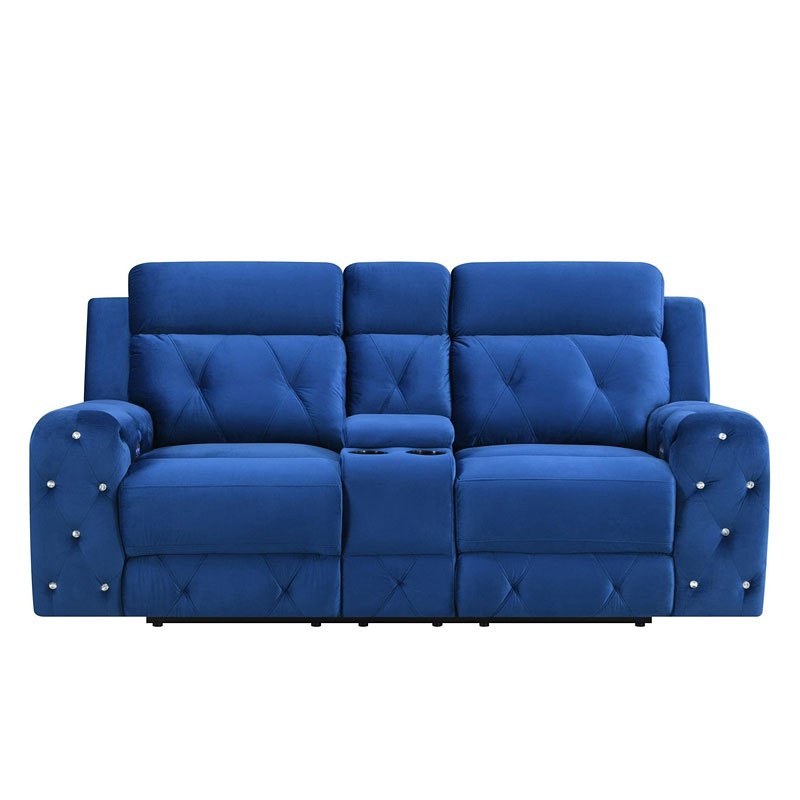 U8311 Blue Velvet Power Reclining Loveseat w/ Console by Global