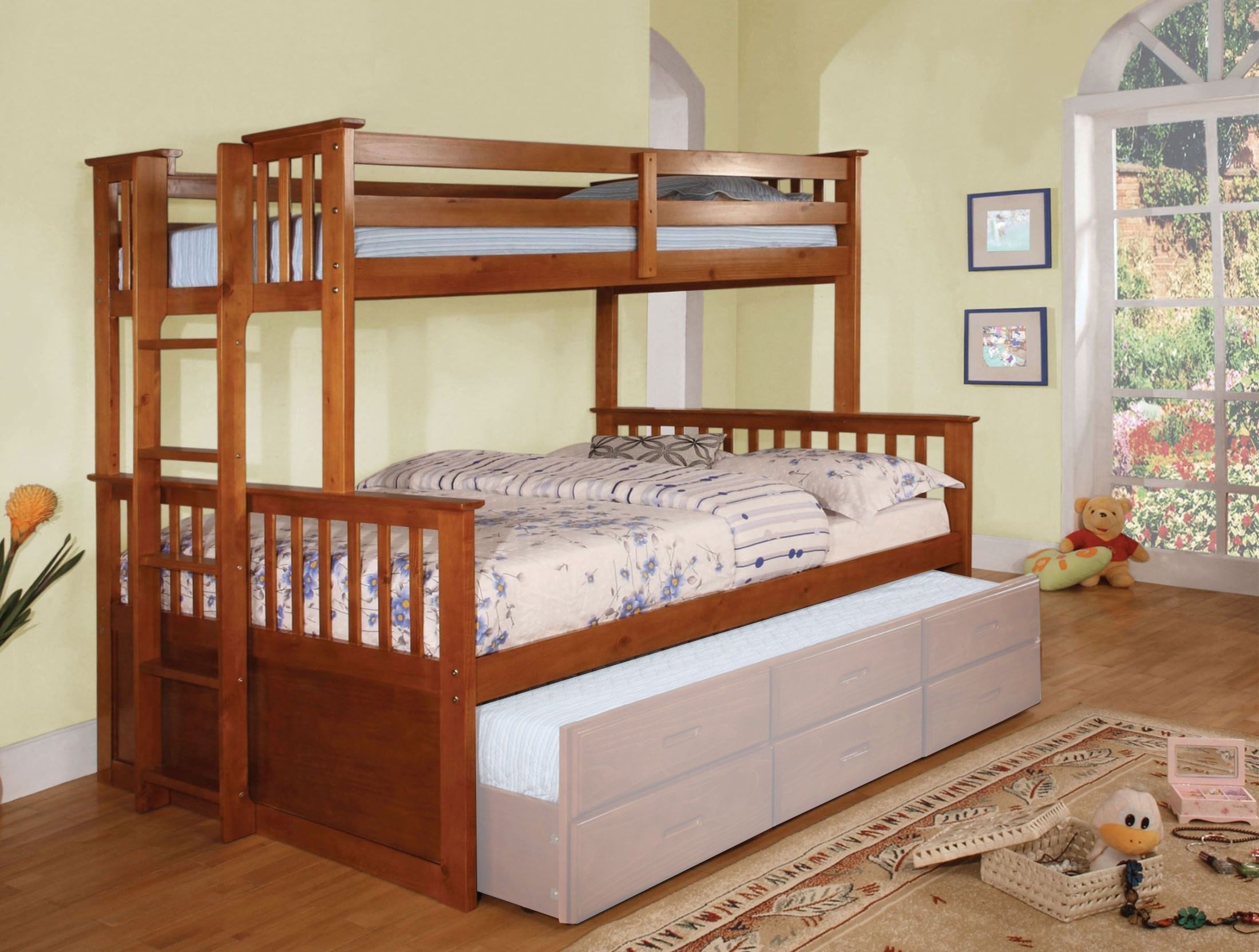 University Twin over Full Bunk Bed (Oak) Furniture of America