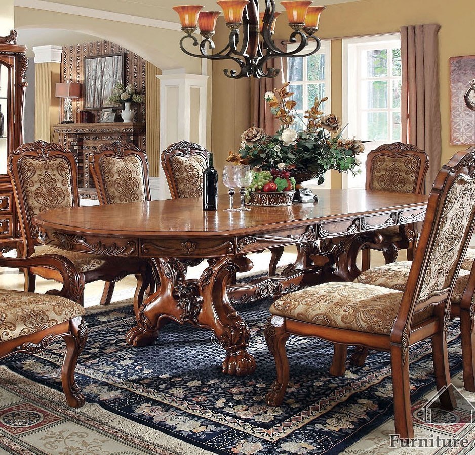 Medieve Dining Table Antique Oak Furniture Of America Furniturepick