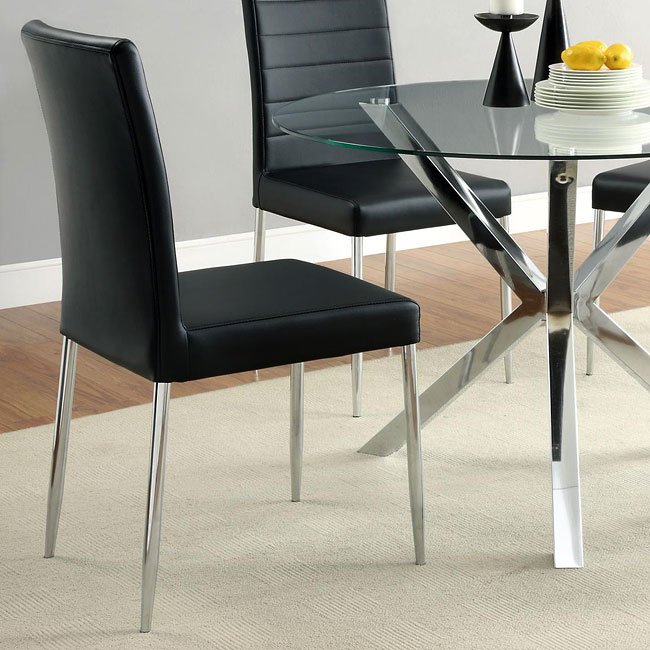 Vance Contemporary Black Vinyl Dining Side Chair by Coaster 120767BLK Set of 4 