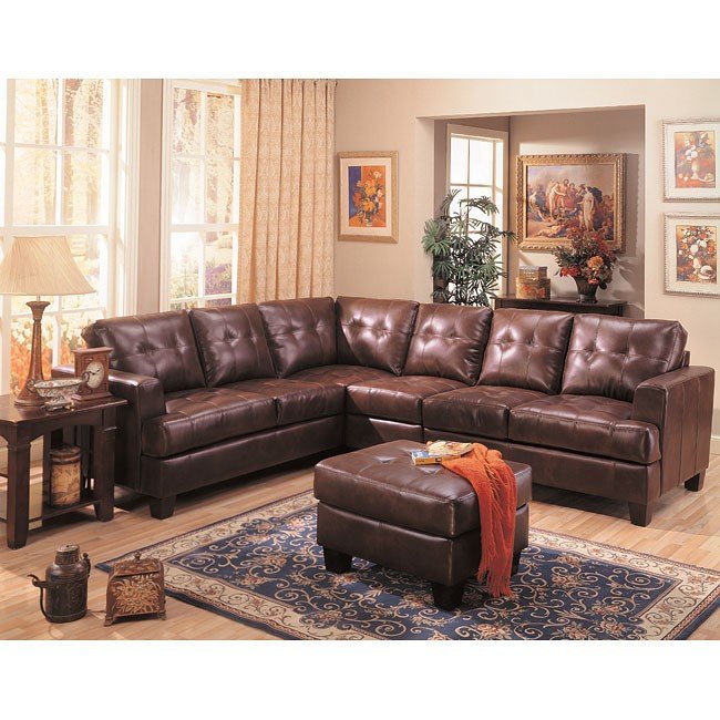 Samuel Dark Brown Sectional Living Room Set Coaster Furniture