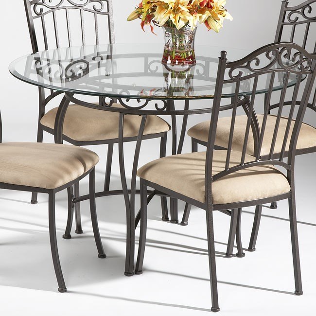 wrought iron and glass dining set