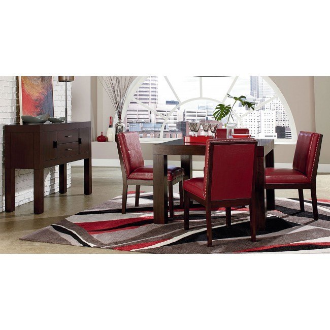 Couture Elegance Dining Room Set w/ Red Chairs by Standard Furniture