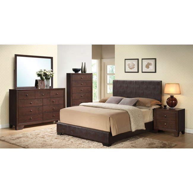 Madison Bedroom Set w/ Ireland Brown Upholstered Bed by Acme Furniture ...