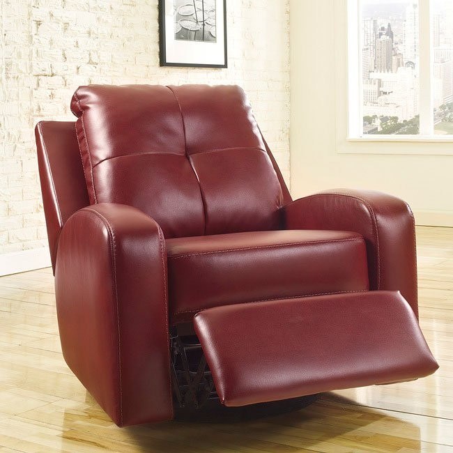 Mannix DuraBlend Red Swivel Glider Recliner Signature Design by Ashley
