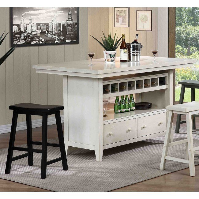Antique White Island Set W Chair Options Eci Furniture Furniturepick