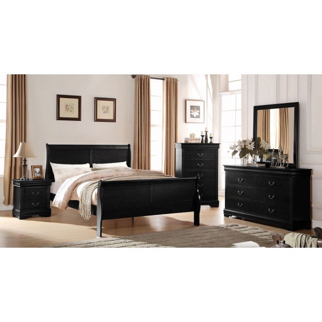 Louis Philippe Sleigh Bedroom Set Black By Acme Furniture Furniturepick