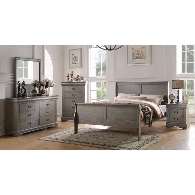 Louis Philippe Sleigh Bedroom Set Antique Gray By Acme Furniture 1 Review S Furniturepick