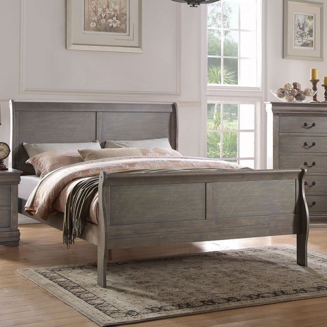 Louis Philippe Youth Sleigh Bed Antique Gray By Acme Furniture Furniturepick