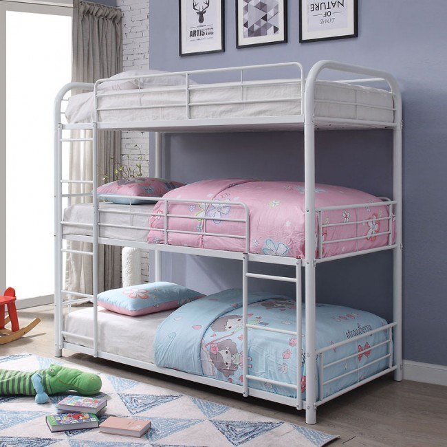 triple bunk bed with drawers