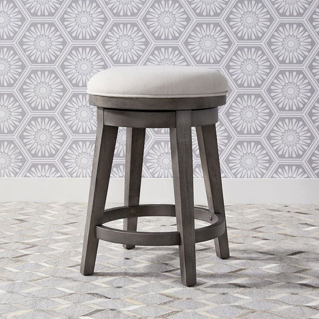 Modern Farmhouse Console Swivel Stool (Dusty Charcoal) by Liberty