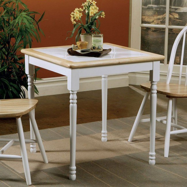 Damen Square Dining Table (Natural/White) by Coaster Furniture