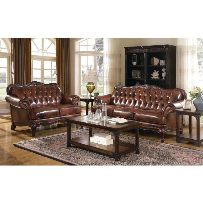 Victoria Leather Living Room Set Coaster Furniture Furniturepick