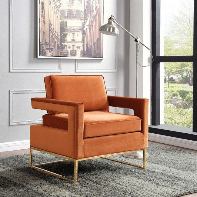 Noah Velvet Accent Chair (Cognac) by Meridian Furniture