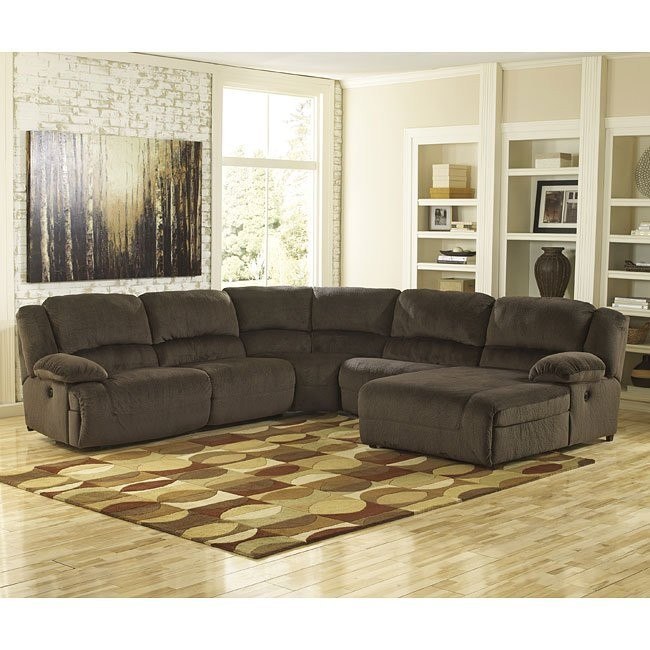 Toletta Chocolate Reclining Sectional Signature Design By Ashley Furniture Furniturepick