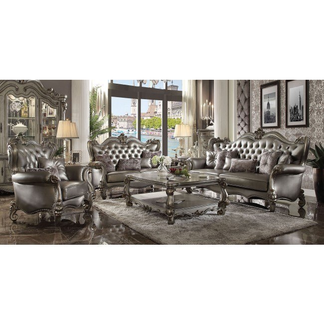 Versailles Living Room Set Silver Pu By Acme Furniture Furniturepick