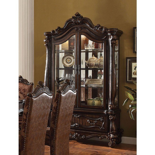 Versailles Curio Cabinet Cherry Oak By Acme Furniture Furniturepick