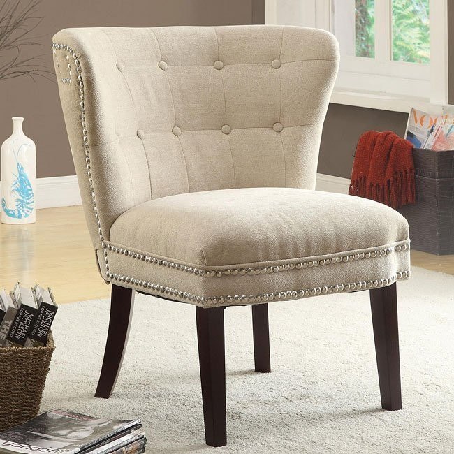 Beige Chenille Accent Chair by Coaster Furniture | FurniturePick