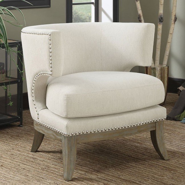 Barrel Back Design Accent Chair (White) by Coaster Furniture