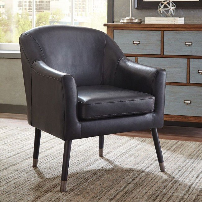Black Vegan Leather Accent Chair by Coaster Furniture