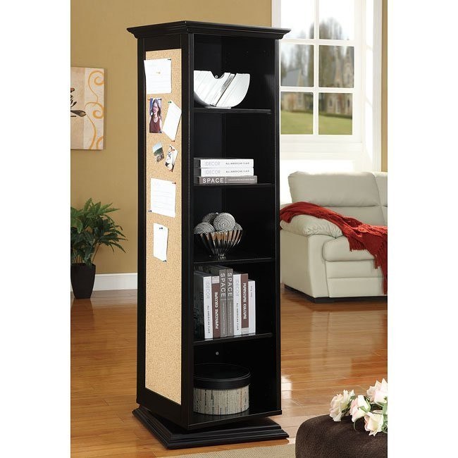 Black Swivel Cabinet w/ Cork Board and Mirror Coaster ...