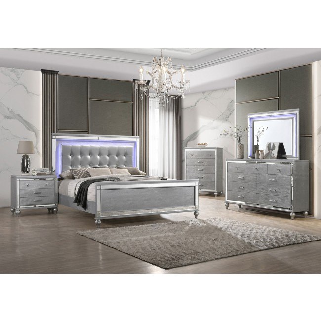 Valentino Panel Bedroom Set Silver By New Classic Furniture Furniturepick