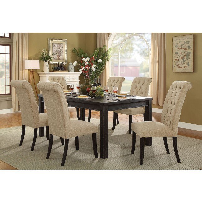 Sania Iii 72 Inch Dining Room Set W Beige Chairs By Furniture Of America Furniturepick