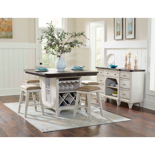 Mystic Cay Kitchen Island Set w/ Stools by Avalon Furniture FurniturePick