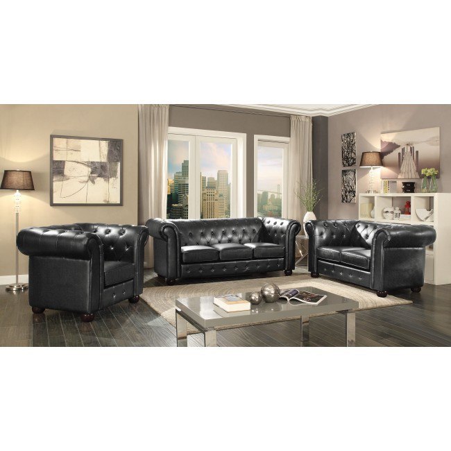 G493 Tufted Living Room Set (Black) by Glory Furniture