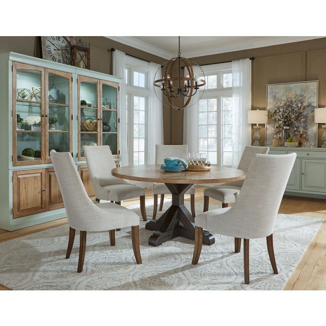 The Art Of Dining Round Dining Set W Upholstered Chairs By Pulaski Furniture Furniturepick