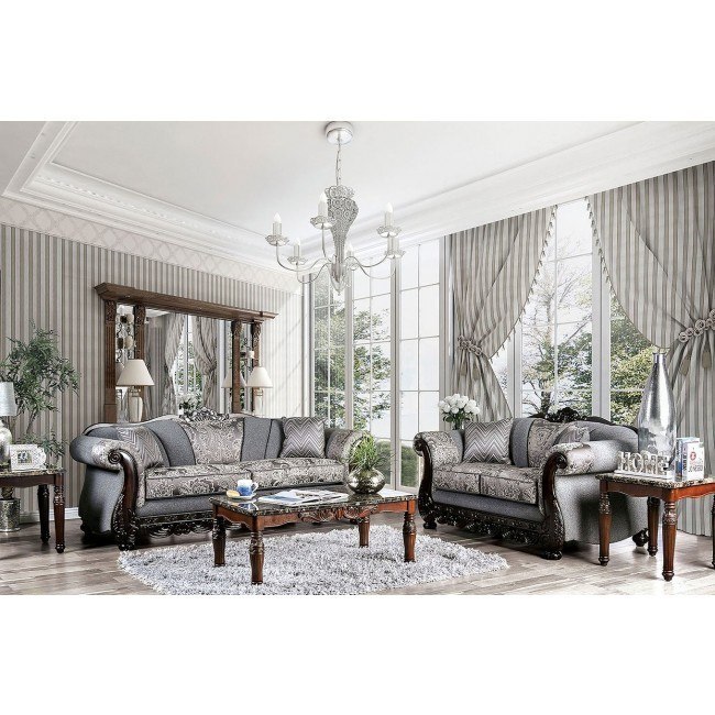 Newdale Living Room Set Gray By Furniture Of America Furniturepick