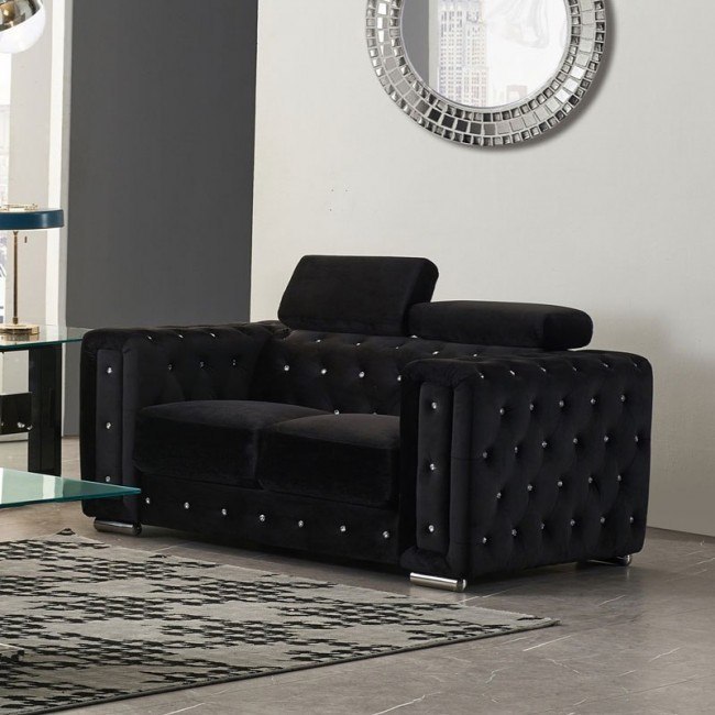 Ufm365 Black Velvet Loveseat By Global Furniture Furniturepick