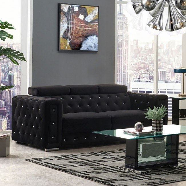 Ufm365 Black Velvet Sofa By Global Furniture Furniturepick