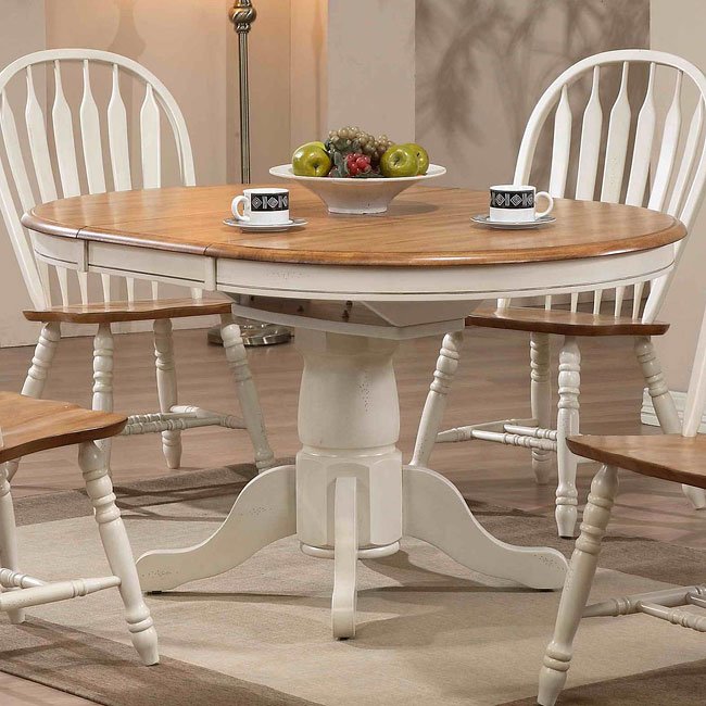 Missouri Round Dining Table Antique White Rustic Oak Eci Furniture Furniturepick