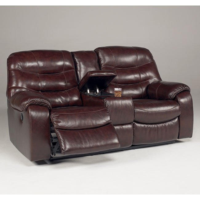 Rourke Burgundy Double Reclining Loveseat W Console And Power Signature Design By Ashley Furniture Furniturepick