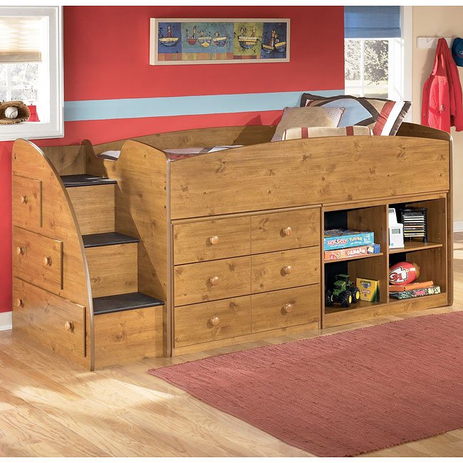 loft bed with storage steps