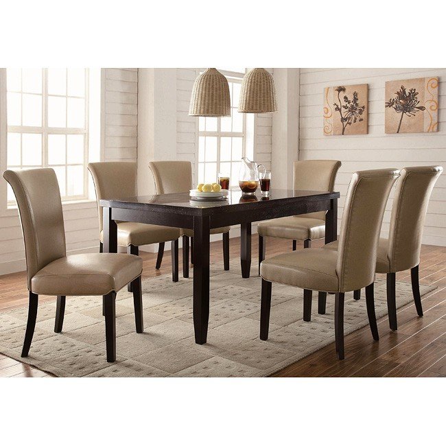 Newbridge Dining Room Set w/ Taupe Color Chairs by Coaster Furniture
